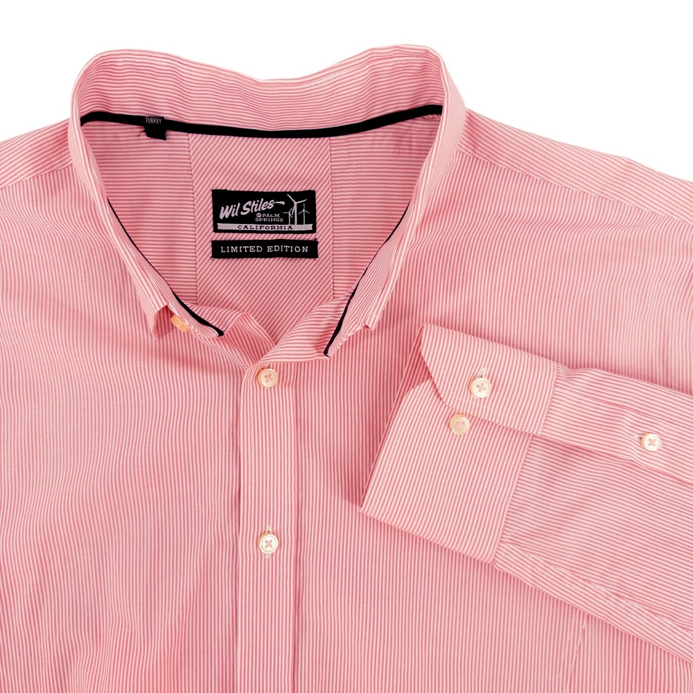 Wil Stiles Palm Springs Limited Edition Long Sleeve Button Down Pink Stripe XXL‎